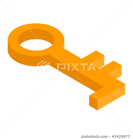 Gold old key icon, isometric style - Stock Illustration [45428977] - PIXTA