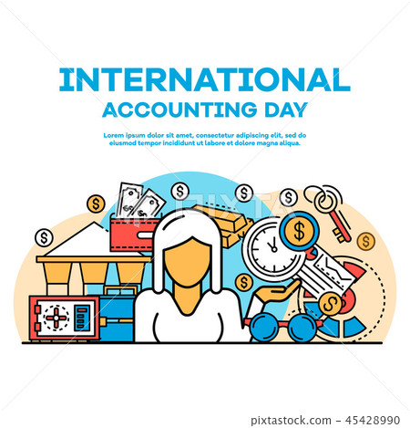 Accounting day banner, outline style Accounting day banner, outline style 45428990