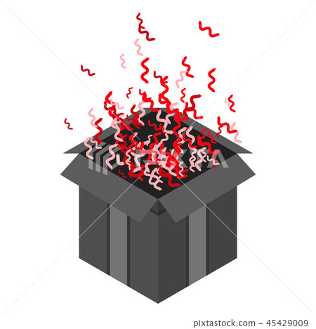 Open box confetti icon, isometric style 45429009