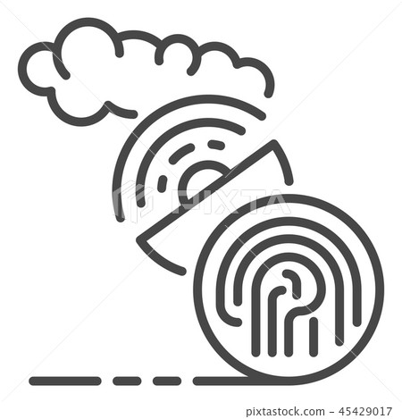 Fingerprint satellite signal icon, outline style Fingerprint satellite signal icon, outline style 45429017