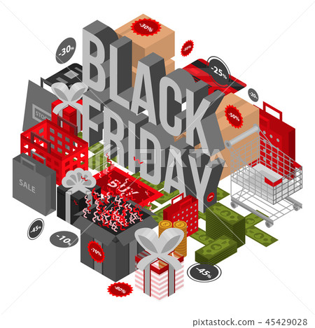 Black friday shop concept background, isometric style Black friday shop concept background, isometric style 45429028