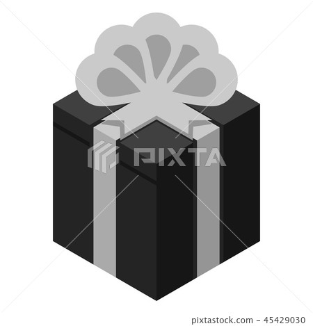 Black grey gift box icon, isometric style 45429030