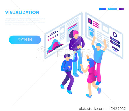 Teamwork visualization concept background, isometric style Teamwork visualization concept background, isometric style 45429032