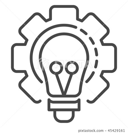 Bulb cog wheel icon, outline style 45429161