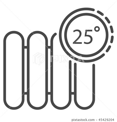 Smart control temperature radiator icon, outline style Smart control temperature radiator icon, outline style 45429204