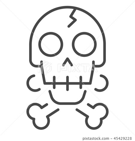 Crack skull bone icon, outline style Crack skull bone icon, outline style 45429228