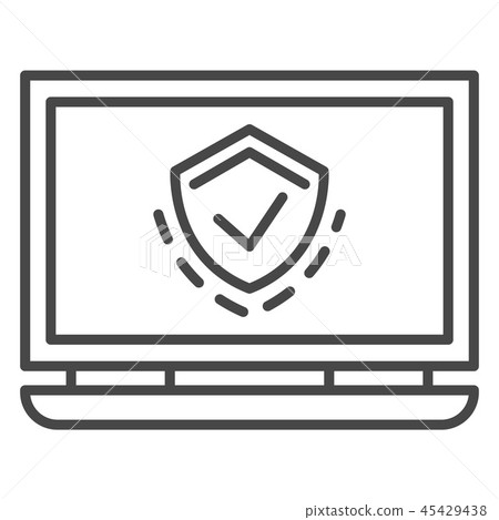 Protected laptop icon, outline style 45429438