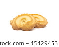 one side of two butter cookies on white background 45429453