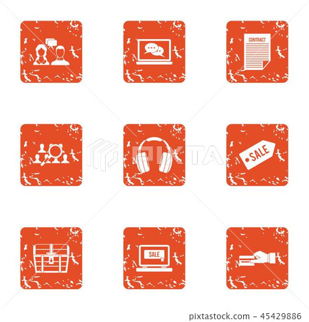 Sale paper icons set, grunge style 45429886