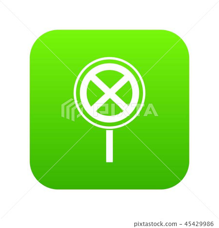 No stopping and parking sign icon digital green - Stock Illustration ...