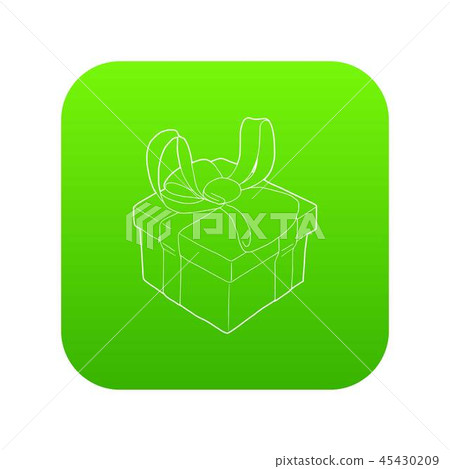 Gift box with ribbon bow icon green vector - Stock Illustration ...