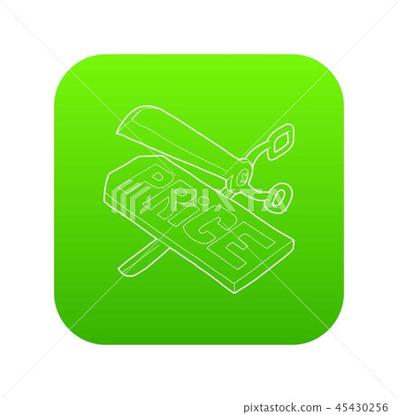 Cutting prices icon green vector 45430256