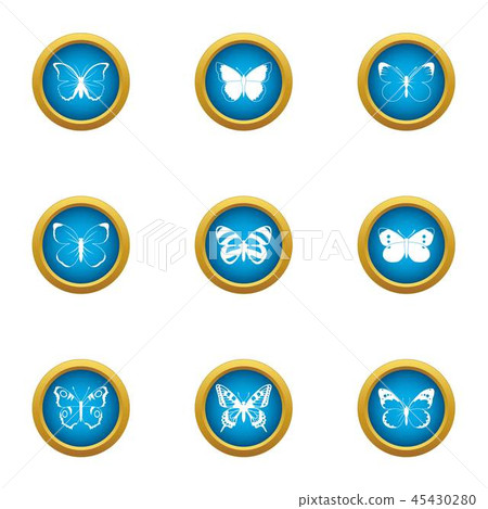 Butterfly pattern icons set, flat style 45430280