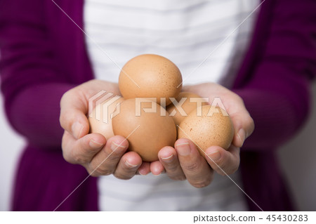 Close up of an eggs object concept photo. group or crack of eggs. 026 45430283