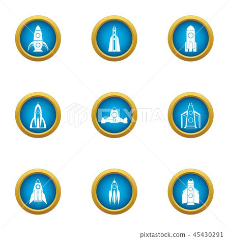 Rocket projectile icons set, flat style Rocket projectile icons set, flat style 45430291