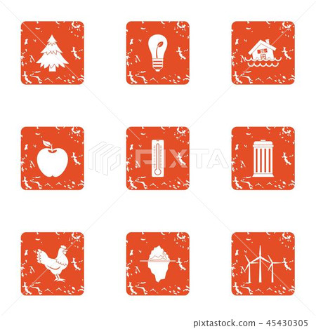 Treacherous life icons set, grunge style Treacherous life icons set, grunge style 45430305