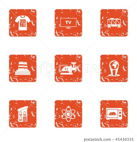 Nuclear home icons set, grunge style 45430335