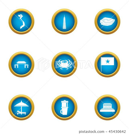 Holiday viet icons set, flat style Holiday viet icons set, flat style 45430642
