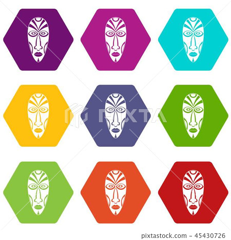 African mask icons set 9 vector African mask icons set 9 vector 45430726