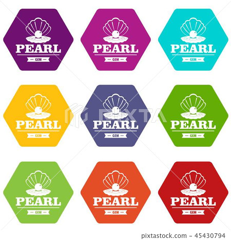 Pearl gem icons set 9 vector Pearl gem icons set 9 vector 45430794