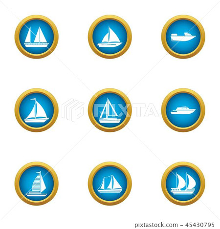 Regatta icons set, flat style Regatta icons set, flat style 45430795