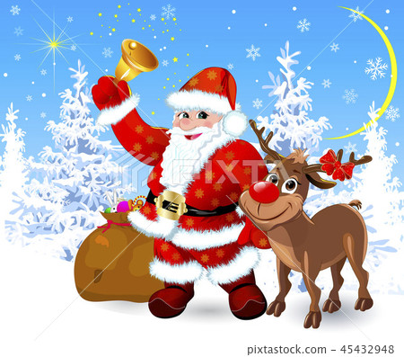 Santa and reindeer on the eve of Christmas Santa and reindeer on the eve of Christmas 45432948