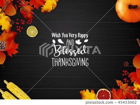Thanksgiving day greeting card with autumn leaves - Stock Illustration ...
