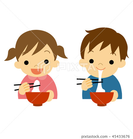 A Child Eating Mochi Stock Illustration