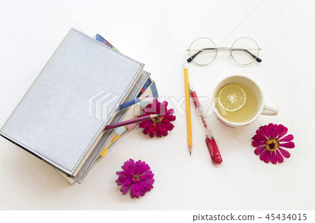 notebook planner witn healthy drinks honey lemon 45434015