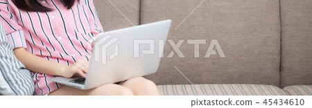 Banner website asian woman working laptop 45434610