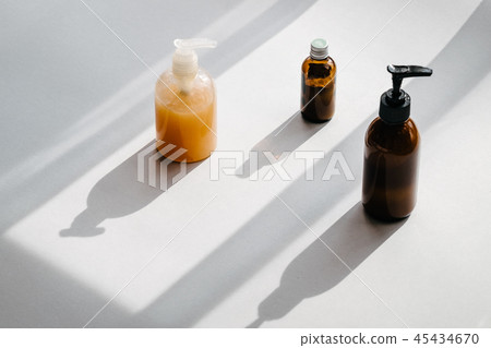 Bottles with organic cosmetics overhead 45434670