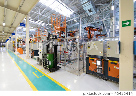 Car manufacturing plant. Automotive shop. The Assembly line for manufacturing cars. Car manufacturing plant. Automotive shop. The Assembly line for manufacturing cars. 45435414