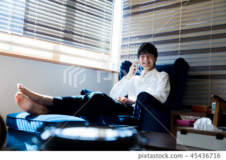 Young man fashionable personality living relax Young man fashionable personality living relax 45436716