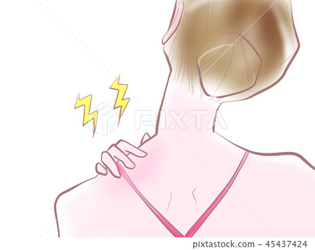 僵硬的脖子，痛苦，後面的女人，插圖圖像 45437424