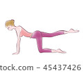 伸展·全身·一隻腳抬起·伸展運動·健康插圖圖像 45437426