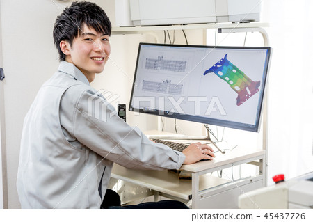 技師工作服3D CAD寬彎曲顯示 45437726