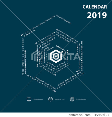 2019 Calendar Template.Hexagon shape calendar 2019 Calendar Template.Hexagon shape calendar 45439127