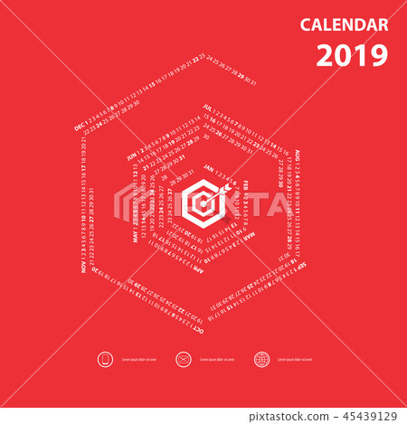 2019 Calendar Template.Hexagon shape calendar. 45439129