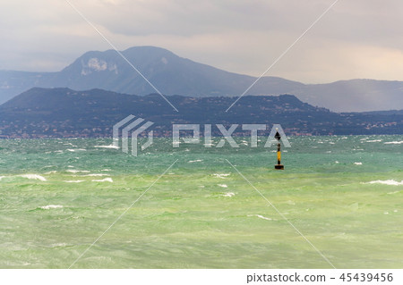 Waves on Lago di Garda  windy, cloudy, weather 45439456