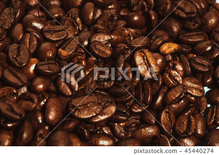 Dark many roasted coffee beans texture background Dark many roasted coffee beans texture background 45440274