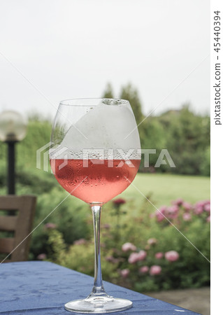 wine glass on table at garden wine glass on table at garden 45440394