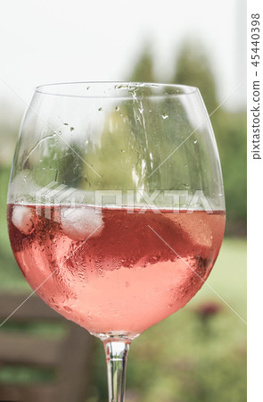 wine glass against a garden wine glass against a garden 45440398