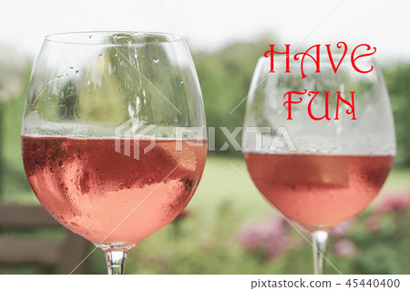 wine glasses against a garden wine glasses against a garden 45440400