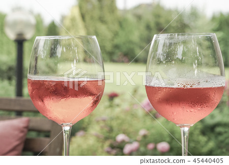 wine glasses against a garden wine glasses against a garden 45440405