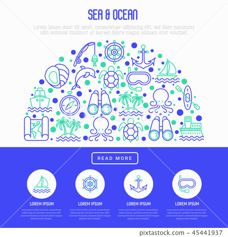 Sea and ocean journey concept in half circle 45441937