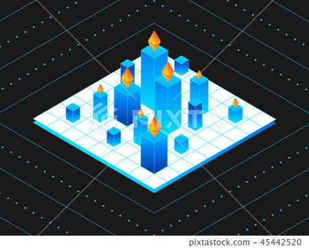Isometric Ethereum cryptocurrency network vector Isometric Ethereum cryptocurrency network vector 45442520