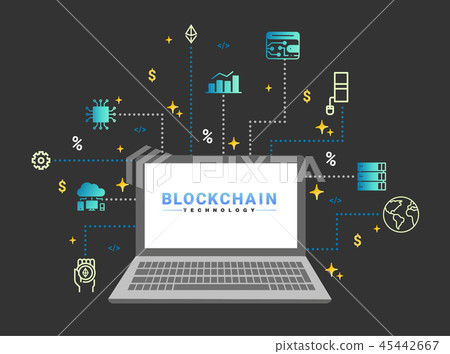 Ethereum cryptocurrency connect with PC concept 45442667