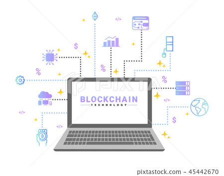 Ethereum cryptocurrency connect with PC concept 45442670