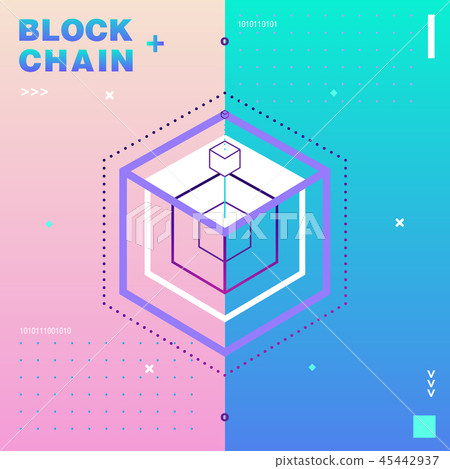 Blockchain memphis style,technology, digital 45442937