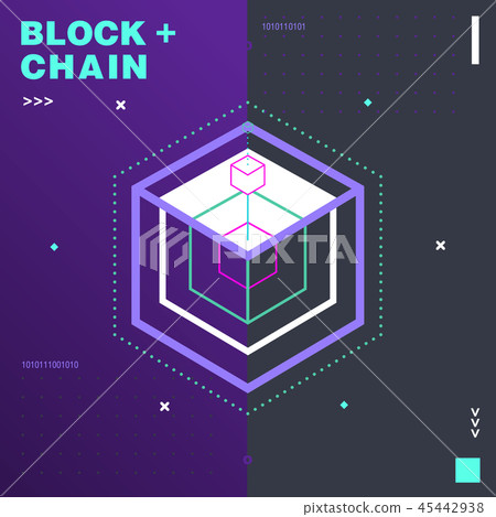 Blockchain memphis style,technology, digital 45442938